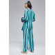 For You Moda 6 Pieces Green Striped Viscose Long Sleeve Pajamas Set