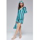 For You Moda 6 Pieces Green Striped Viscose Long Sleeve Pajamas Set