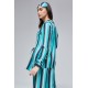 For You Moda 6 Pieces Green Striped Viscose Long Sleeve Pajamas Set