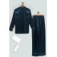 For You Sleepwear 5 Pieces Satin Navy Blue Pajamas Set