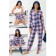 For You Sleepwear 7 Pcs Plaid Pattern Cotton Pink Pajamas Set