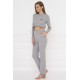 For You Fashion Women's Honey Embroidery Frilly Gray Pajamas TK