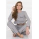 For You Fashion Women's Honey Embroidery Frilly Gray Pajamas TK