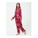 For You Sleepwear 7 Pack Purple Tiger Pattern Satin Pajamas Set