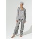 For You Sleepwear Set of 4 Striped Gray Satin Pajamas