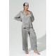 For You Sleepwear Set of 4 Striped Gray Satin Pajamas