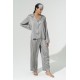 For You Sleepwear Set of 4 Striped Gray Satin Pajamas