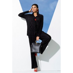 For You In&Out 2-Piece Pleated Black Shirt and Pants Set