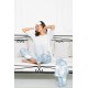 For You Sleepwear 6 Piece Cloud Pattern Blue Satin Pajamas Set