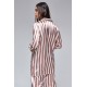 For You Moda Women's 3-Piece Brown Striped Bustier Satin Pajamas Set