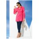 For You Woman Satin Jacquard Wadding Pink Shirt