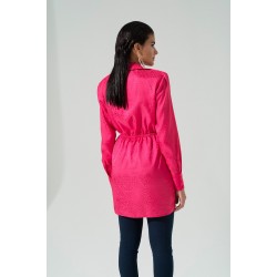 For You Woman Satin Jacquard Wadding Pink Shirt