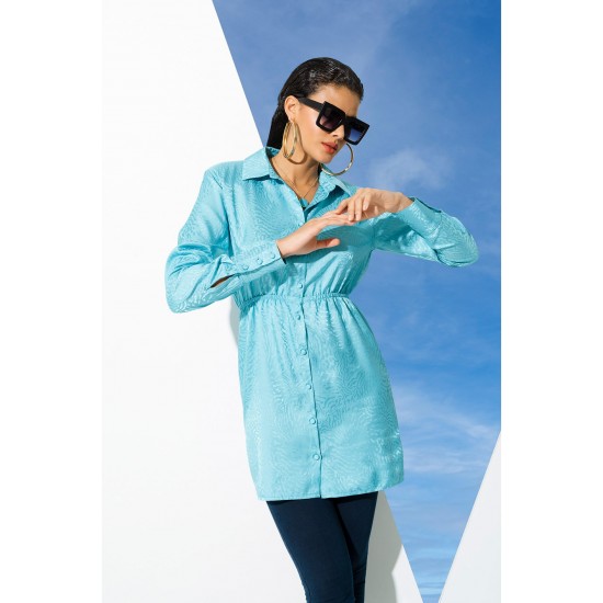 For You Woman Satin Jacquard Wadding Green Shirt