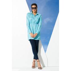 For You Woman Satin Jacquard Wadding Green Shirt