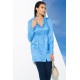 For You Woman Satin Jacquard Wadding Blue Shirt