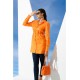 For You Woman Satin Jacquard Padded Orange Shirt