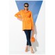 For You Woman Satin Jacquard Padded Orange Shirt