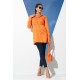 For You Woman Satin Jacquard Padded Orange Shirt