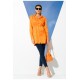 For You Woman Satin Jacquard Padded Orange Shirt