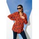 For You Woman Floral Pattern Red Blue Viscose Shirt