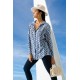 For You Woman Geometric Blue Pattern Viscose Shirt