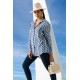 For You Woman Geometric Blue Pattern Viscose Shirt