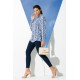 For You Woman Geometric Blue Pattern Viscose Shirt