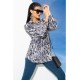 For You Woman Snake Pattern Black Long Woven Shirt