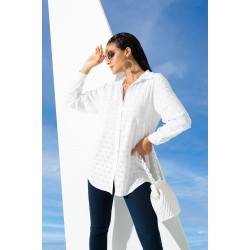 For You Woman White Embroidered Long Shirt