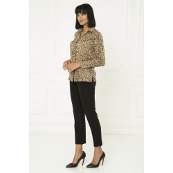 For You Fashion Women's Leopard Pattern Brown Shirt