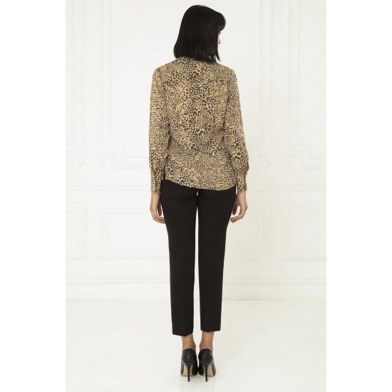 For You Fashion Women's Leopard Pattern Brown Shirt