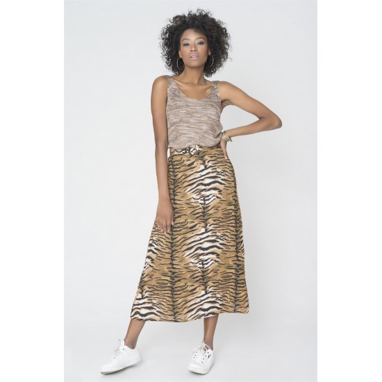 For You Fashion Women's Tiger Pattern Belt Skirt