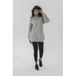 For You Moda Women's Waist Pleated Back Detailed Gray Sweatshirt