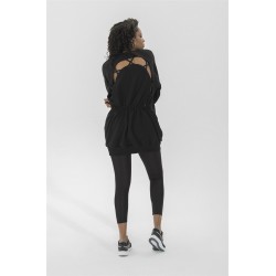 For You Moda Women's Waist Pleated Back Detailed Black Sweatshirt