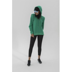 For You Moda Women's Hooded Epaulette Green Sweatshirt