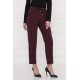 For You Moda Women's Pockets Side Zipper Claret Red Striped Trousers