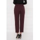 For You Moda Women's Pockets Side Zipper Claret Red Striped Trousers