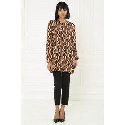 For You Fashion Women's Geometric Patterned Orange Tunic