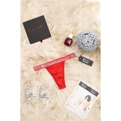 For You Lingerie Boxed Stone Detailed Red String